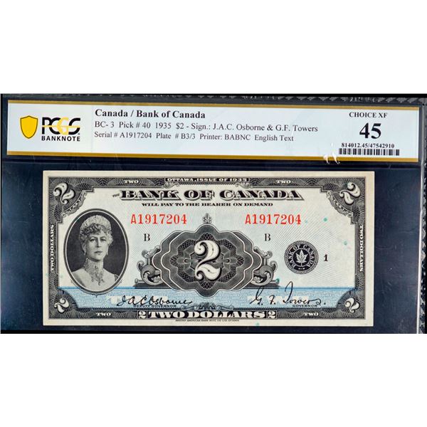 1935 $2  BC-3 #A1917204 PCGS Choice Extra Fine-45
