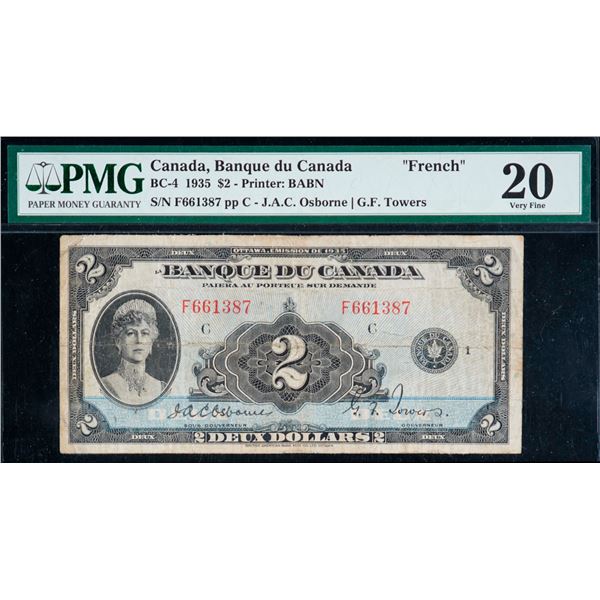1935 $2 BC-4 #F661387 French PMG Very Fine-20