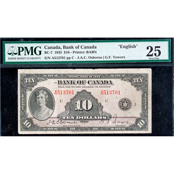 1935 $10 BC-7 #A513701 PMG Choice Very Fine-25
