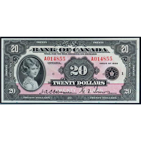 1935 $20 BC-9a "Large Seal" #A014855  Legacy Choice Uncirculated-64PPQ.  Wow factor! This is a prist