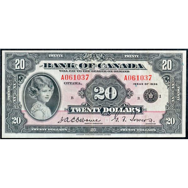 1935 $20 BC-9b "Small Seal" #A061037 PMG Choice Very Fine-30