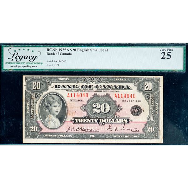1935 $20 BC-9b "Small Seal" #A114040, Legacy Choice Very Fine-25.