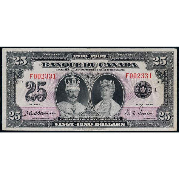 1935 $25 BC-12 #F002331 Legacy Choice Very Fine-30.  Rare "French Text".  A very nice and bright exa