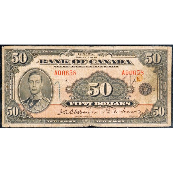 1935 $50 BC-13 #A00658, PMG Fine-12 with minor issues.