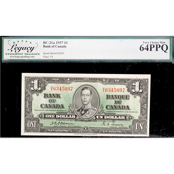 1937 $1 BC-21a Osborne-Towers signatures #BA6345097, Legacy Choice Uncirculated-64PPQ.
