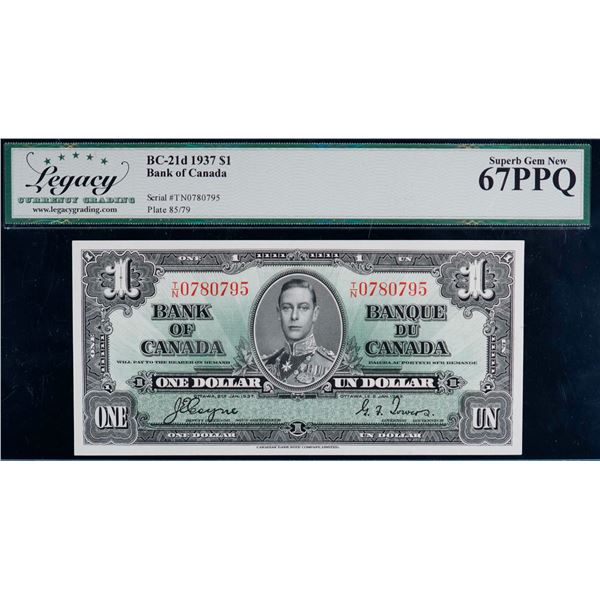 1937 $1 BC-21d #T/N0780795 Legacy Superb Gem Uncirculated-67PPQ