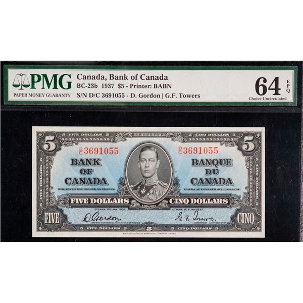 1937 $5 BC-23b #D/C3691055 PMG Choice Uncirculated-64EPQ