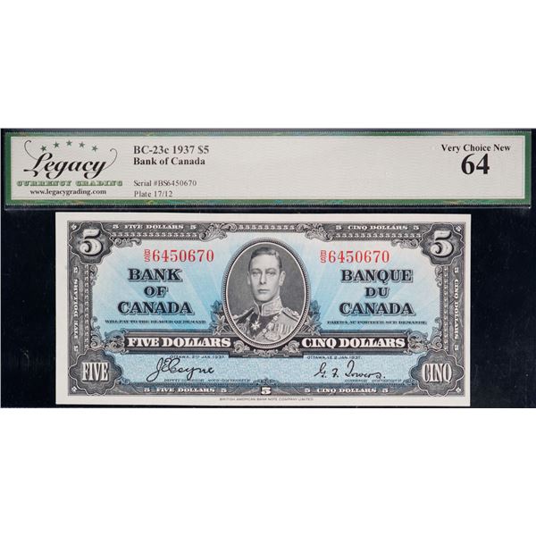 1937 $5 BC-23c #BS6450670, Legacy Choice Uncirculated-64.