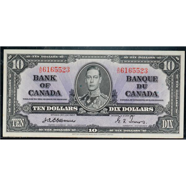 1937 $10 BC-24a #A/D6165523 AU or better.