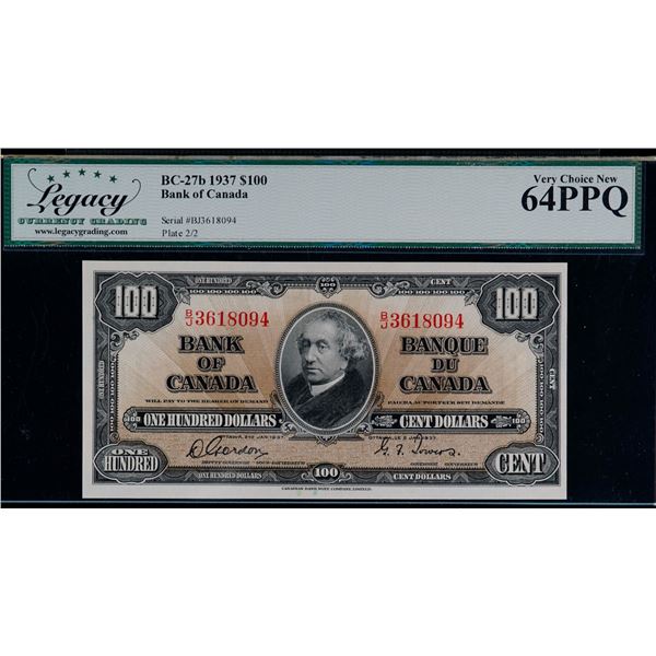 1937 $100 BC-27b #B/J3618094 Legacy Choice Uncirculated-64PPQ