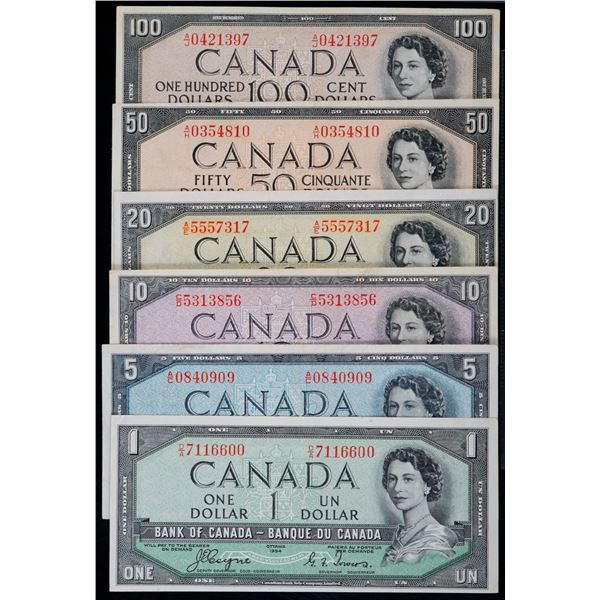 1954 Devil's Face set! $1-$100 -  BC-29a, 31a, 32a, 33a, 34a, 35a.  All 6 notes with Coyne-Towers si