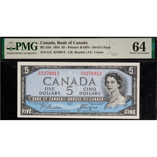 1954 $5 BC-31b #GC3376913, Legacy Choice Uncirculated-64. Devil's face