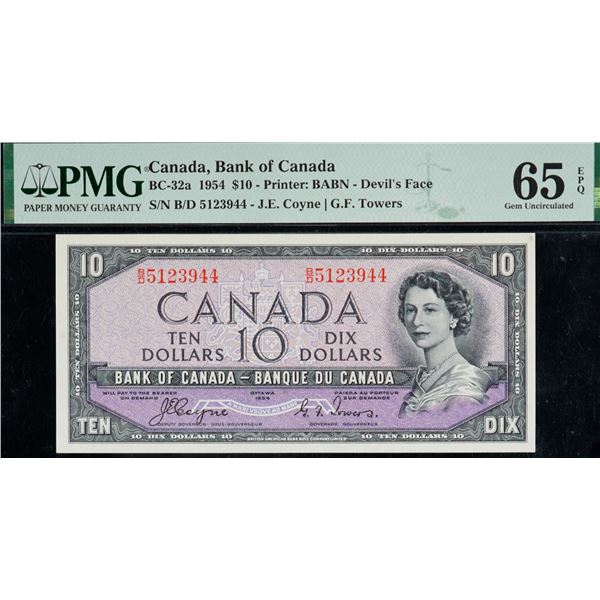 1954 $10 BC-32a #B/D5123944 PMG Gem Uncirculated-65