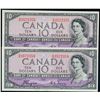 Image 1 : 1954 $10 BC-32a #D/D3572354-2355 Lot of 2 consecutive notes Uncirculated or better.