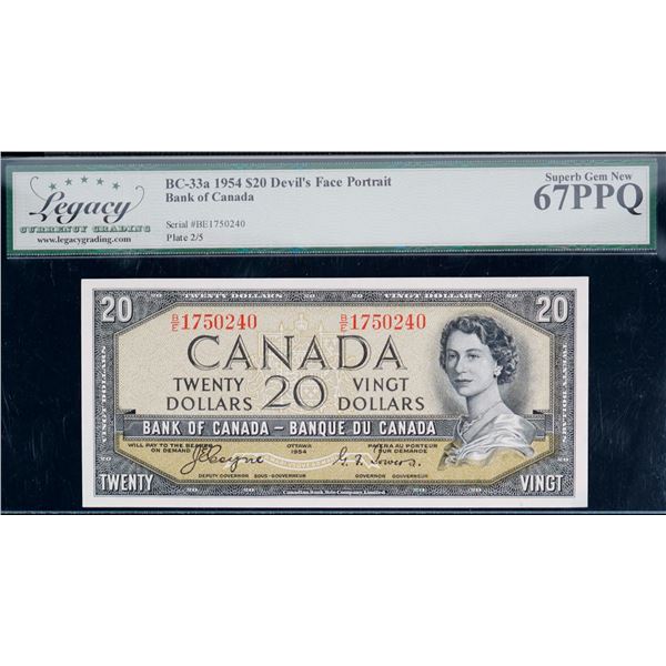 1954 $20 BC-33a #B/E1750240.  Legacy Superb Gem Mint State-67PPQ