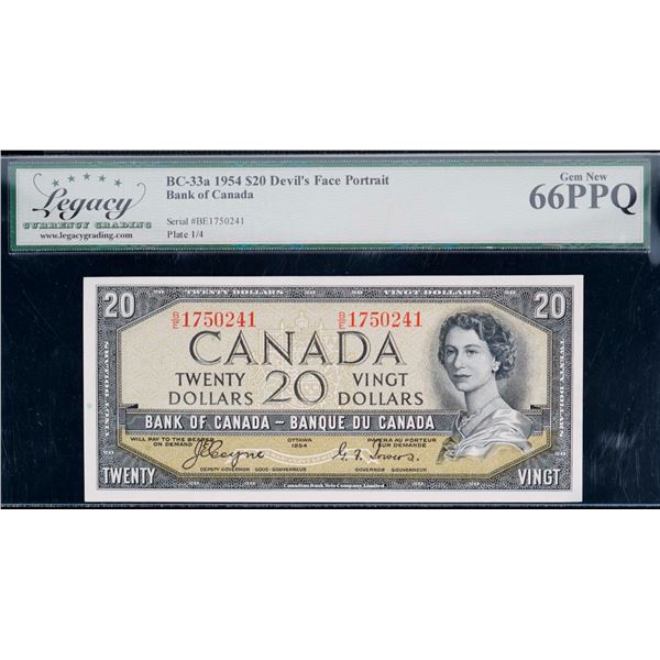 1954 $20 BC-33a #B/E1750241.  Legacy Superb Gem Mint State-66PPQ