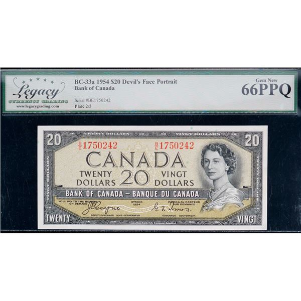 1954 $20 BC-33a #B/E1750242.  Legacy Superb Gem Mint State-66PPQ