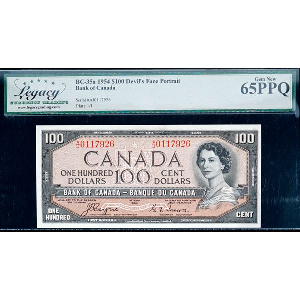 1954 $100 BC-35a #A/J0117926 Legacy Gem Mint State-65PPQ