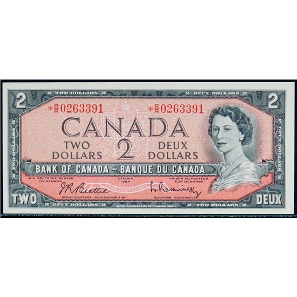 1954 $2 BC-38bA #*R/R0263391 Legacy Gem Uncirculated-65PPQ.  Scarce replacement note.