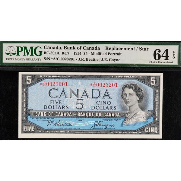1954 $5 BC-39aA #*A/C0023201 PMG Choice Uncirculated-64EPQ