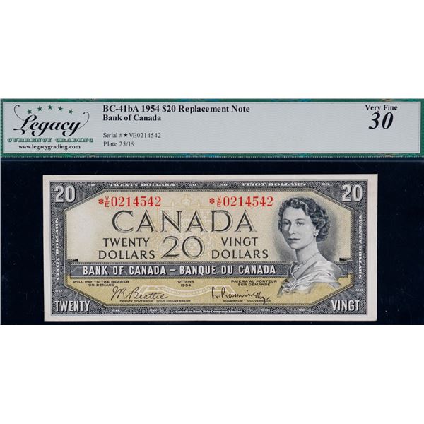 1954 $20 BC-41bA #*V/E0214542 Legacy Choice Very Fine-30 with issues.  Scarce prefix.