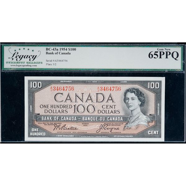 1954 $100 BC-43a #AJ3464756-57, Legacy Gem Uncirculated-65PPQ.  Lot of 2 consecutive notes.