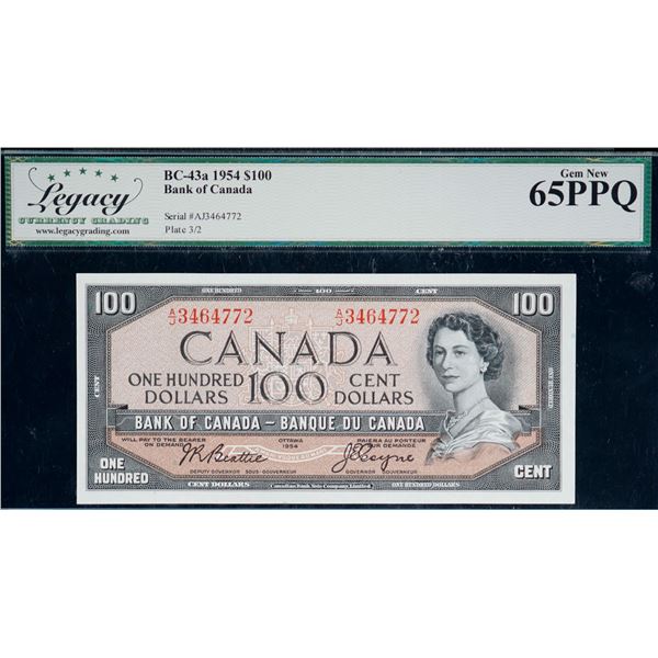 1954 $100 BC-43a #AJ3464772, Legacy Gem Uncirculated-65PPQ.