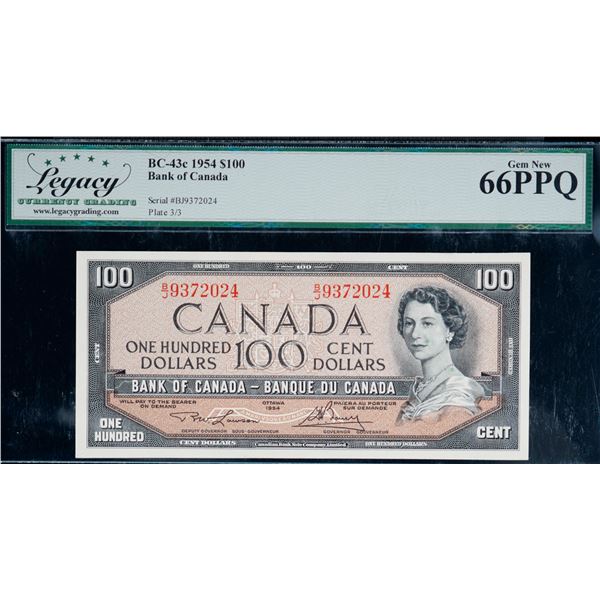 1954 $100 BC-43c #BJ9372024, Legacy Superb Gem Uncirculated-66PPQ.