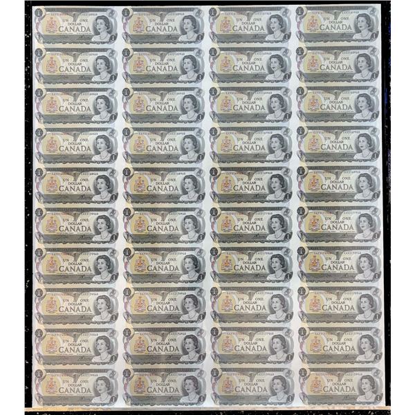 Uncut Sheet; 1973 $1 BC-46bA #EAX "Rare Sheet Replacement" 10 X 4 -CBN- 40 notes Uncirculated