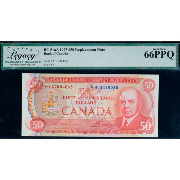 1975 $50 BC-51aA #*HC2484065, Legacy Superb Gem Uncirculated-66PPQ.