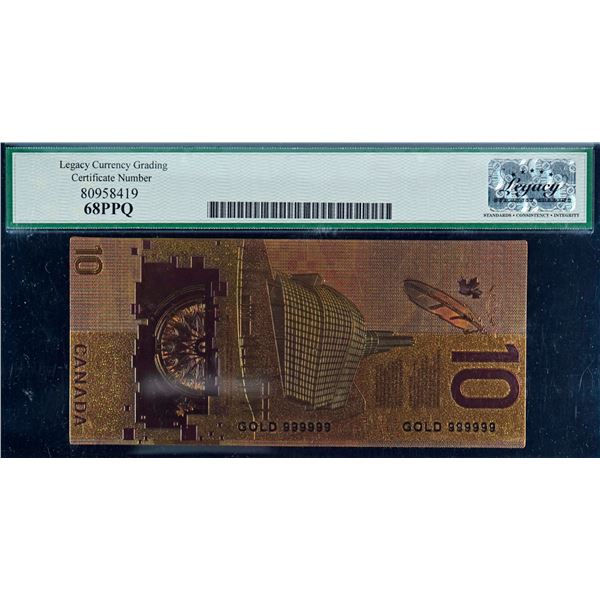 Gold Foil "Fantasy" Note 2018 $10 Legacy Superb Gem Uncirculated-68PPQ