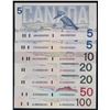 Image 1 : Matched Low Serial Numbered Set; Bird series 1986-1991 $5 to $100 - 7 note set! #0000851, all PCGS g