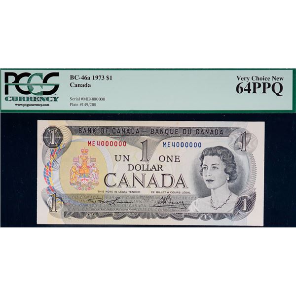 Million; 1973 $1 #ME4000000 PCGS Choice Uncirculated-64PPQ