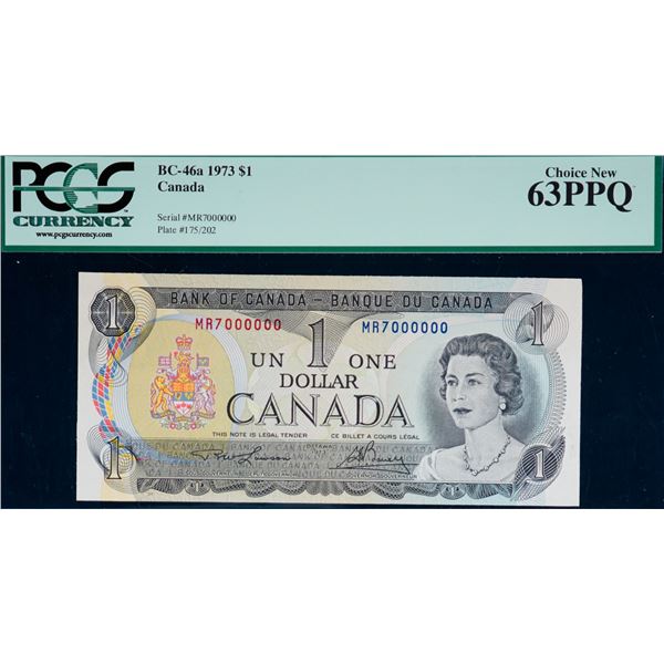 Million; 1973 $1 #MR7000000 PCGS Choice Uncirculated-63PPQ