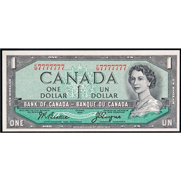 Solid; 1954 $1 BC-37a-i #F/M7777777 PCGS Choice Uncirculated-64PPQ