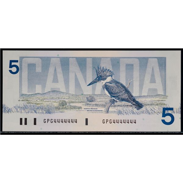 Solid;  1986 $5 BC-56c #GPG4444444, Legacy Gem Uncirculated-65PPQ