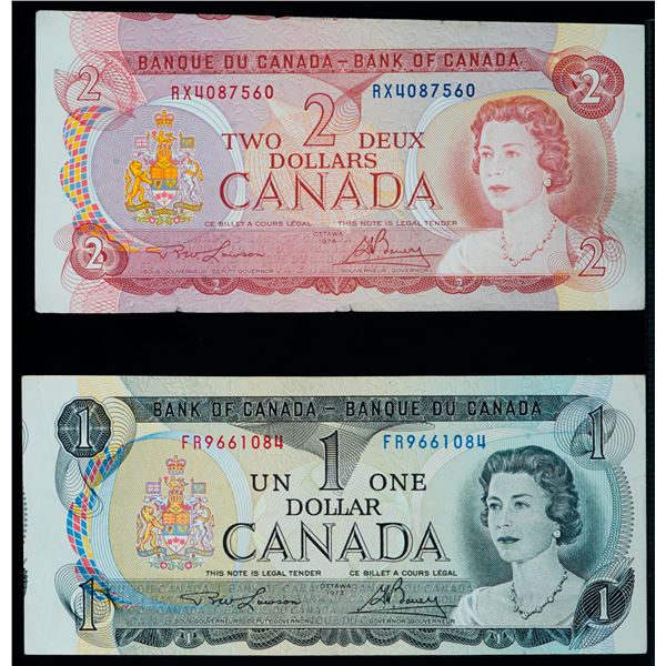 Errors; 1954-1974, Group of 4 notes with cutting errors.  Nice VF to Uncirculated.