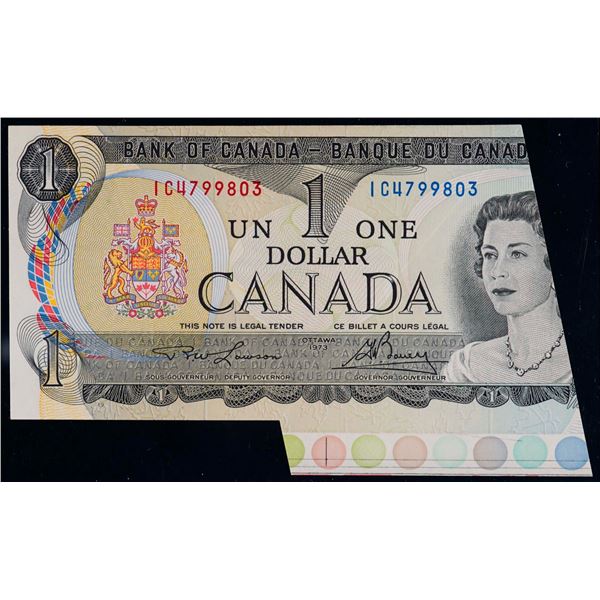 Error; 1973 $1 BC-46a #IC799803 Legacy Choice Uncirculated-64PPQ.  Dramatic cutting error.  Wow!