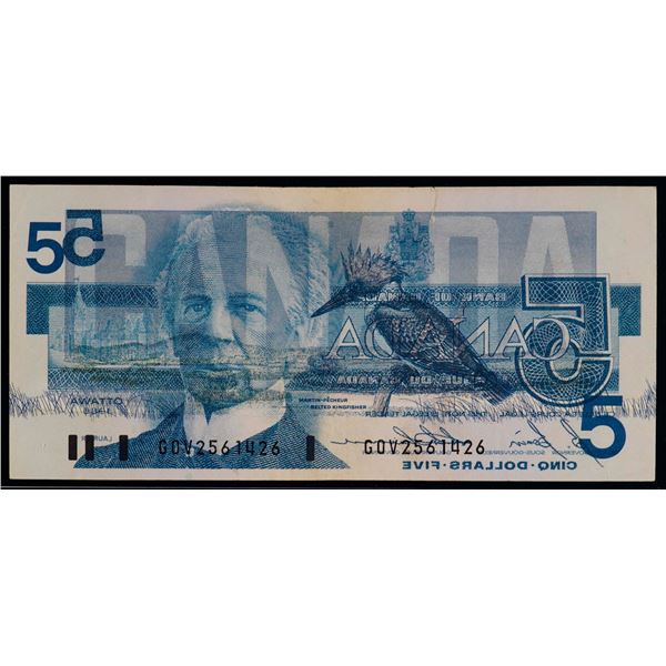 Error; 1986 $5 BC-56c #GOV2561426 Legacy Choice Very Fine-30.  Edge tear at top.  Full offset printi