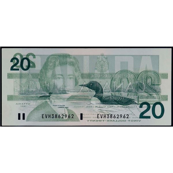 Error; 1991 $20 BC-58b #EVH3862962 Legacy Choice About Uncirculated-55PPQ.  Full offset printing on 