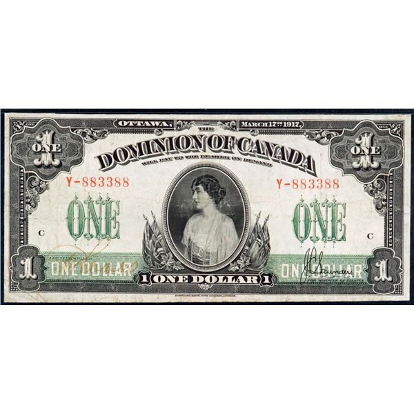 Radar; Radar Number; 1917 $1 DC-23b #Y-883388, PMG Very Fine-20. "Two Digit Number"