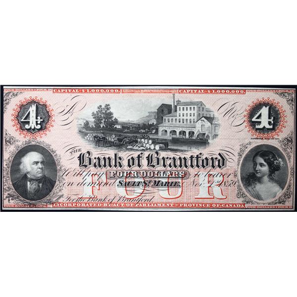 The Bank of Brantford; 1859 $4 CH-40-12-06R #  Legacy Choice Uncirculated-64PPQ