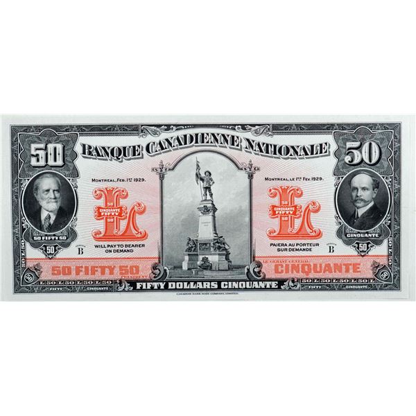 La Banque Canadienne Nationale; 1929 $50 CH-85-12-08P, PMG Gem Uncirculated-65EPQ.