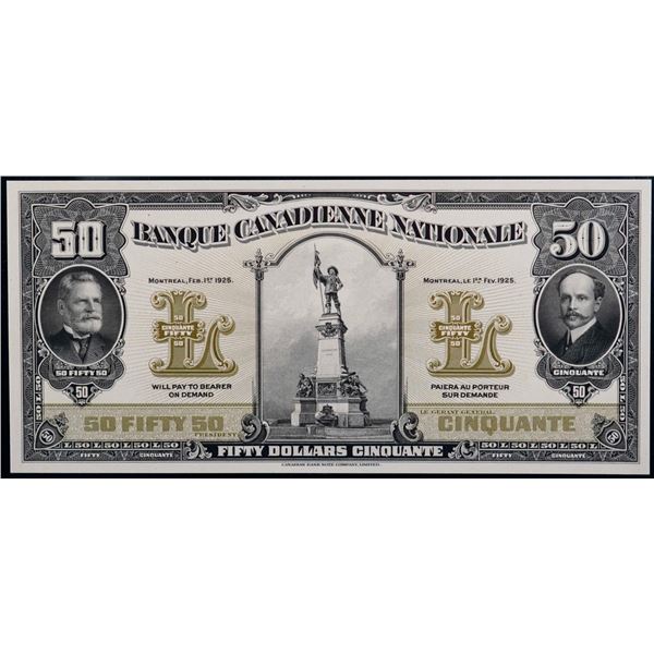 Banque Canadienne Nationale; 1925 $50 CH-85-10-08FP, Legacy Currency Grading Superb Gem Uncirculated