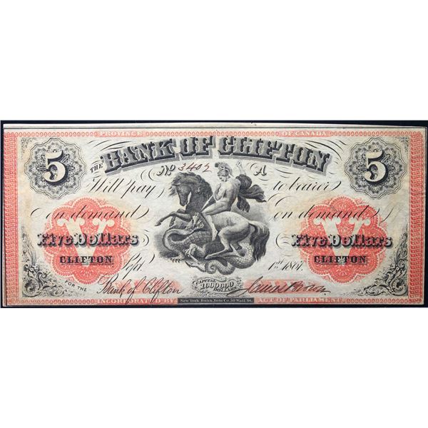 The Bank of Clifton  1861 $5 CH-125-12-18 #3402  Legacy Choice Choice About Uncirculated-58PPQ