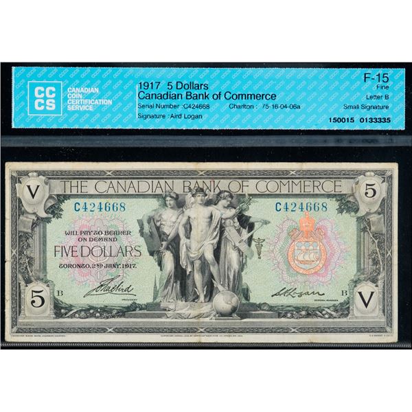 The Canadian Bank of Commerce 1917 $5 #C424668 CH-75-16-04-06a CCCS Choice Fine-15