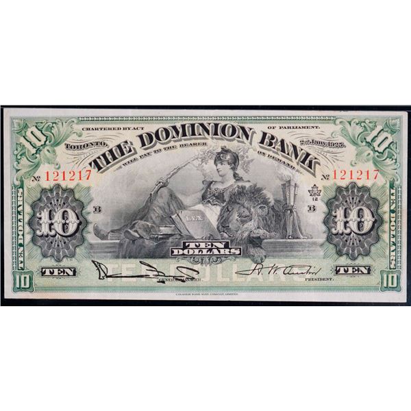 The Dominion Bank;  1925 $10 #121217 CH-220-18-10, PMG Choice Very Fine-30.