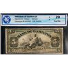 Image 1 : The Bank of Hamilton;  1909 $5 #243274 CH-345-20-02, F/VF w/repairs.  Graded by WMG.