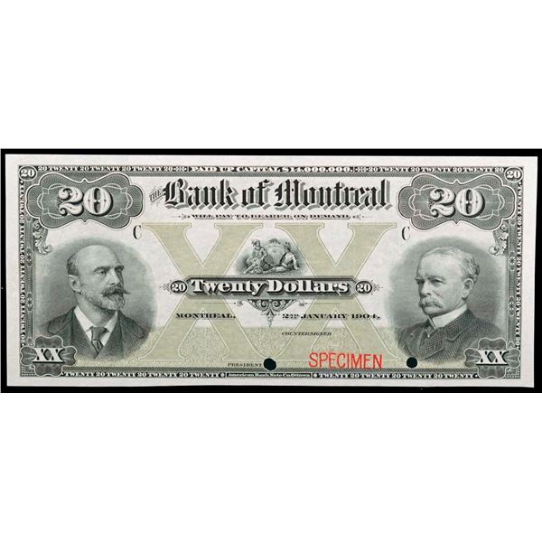 The Bank of Montreal; 1904 $20 CH-505-48-06S PMG Superb Gem Uncirculated-66EPQ.  A bright and attrac