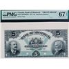 Image 1 : The Bank of Montreal;  1911 $5 CH-505-50-02P1, PMG Superb Gem Uncirculated-67EPQ.